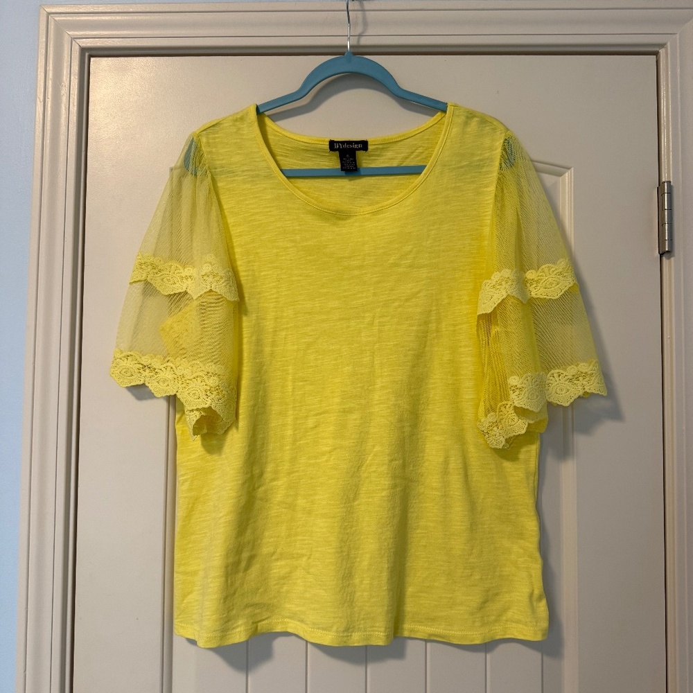 BY Design Women’s Short Sleeve‎ Yellow Top Size XL